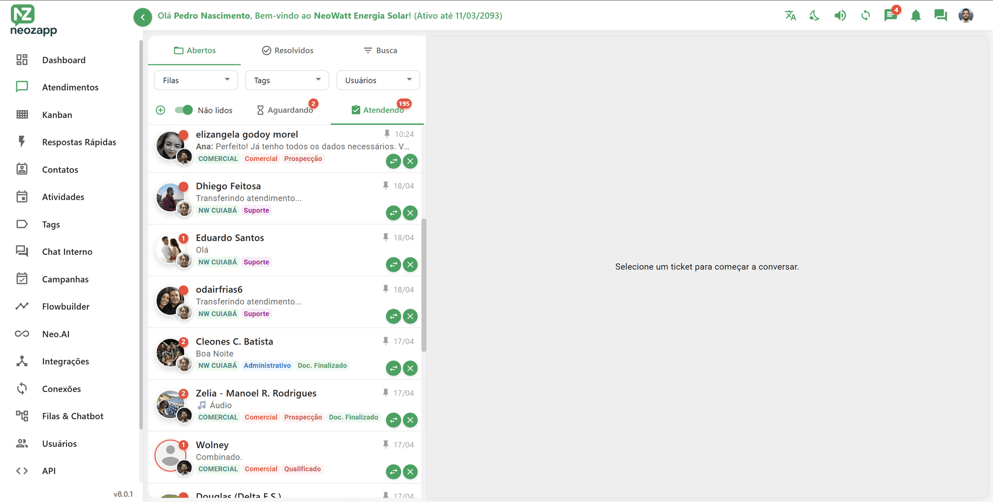 Interface de Chat NeoZapp
